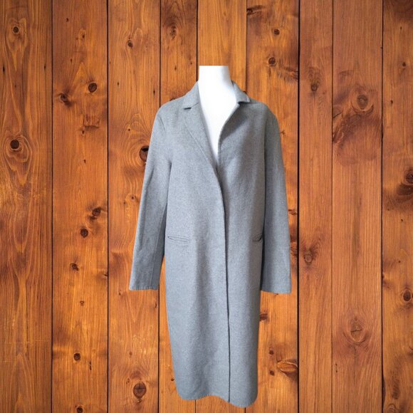 Topshop Women's Size 8 Gray 3 Button Front Wool Blend Neutral Coat READ - Picture 1 of 6